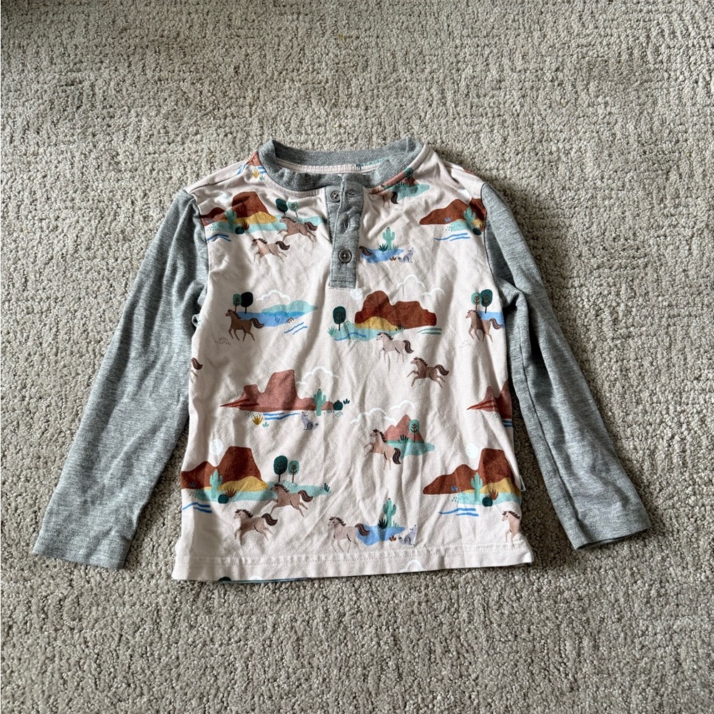 Play by Little Sleepies 3T Trail Blazers Bamboo Henley Long Sleeve Shirt
